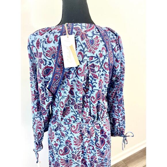 Cleobella Faith Caftan Midi Dress in Delhi Block Print Large Paisley Cotton - Picture 6 of 6